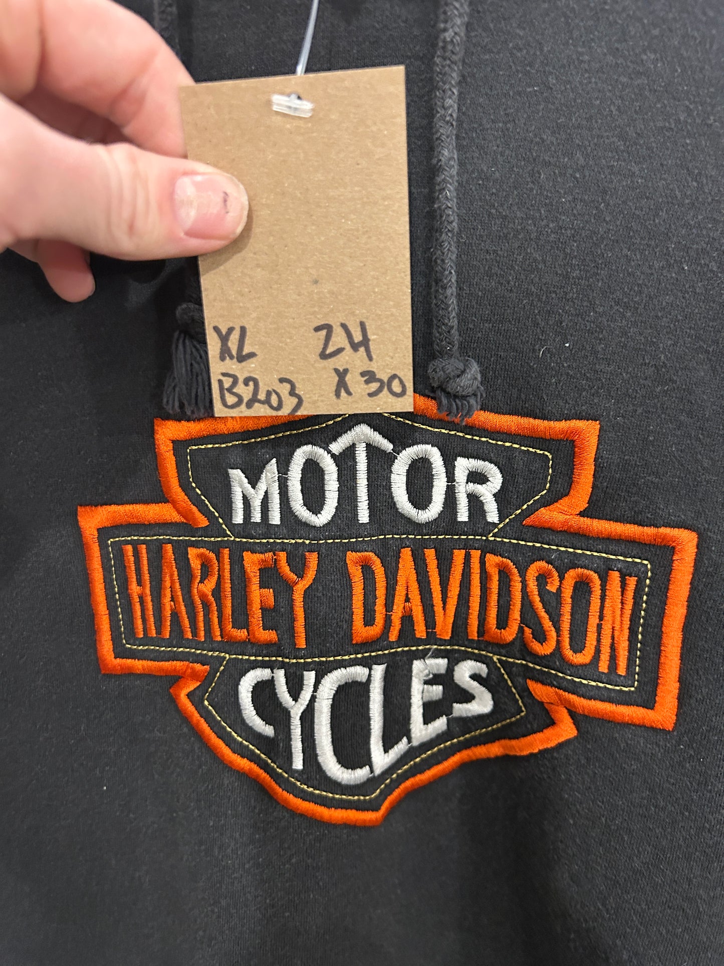 Vintage Embroidered logo Harley hoodie - XL