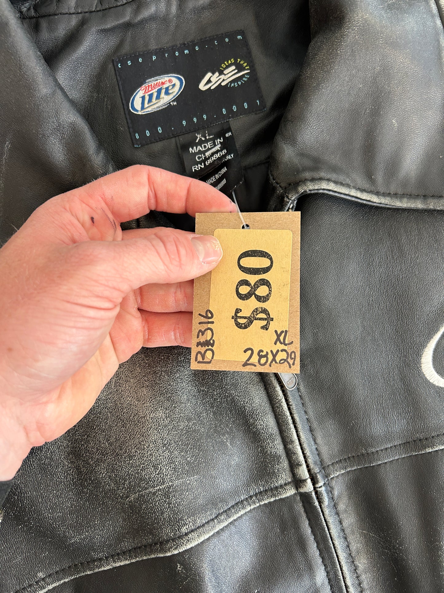 Vintage Miller Lite Harley leather jacket - XL
