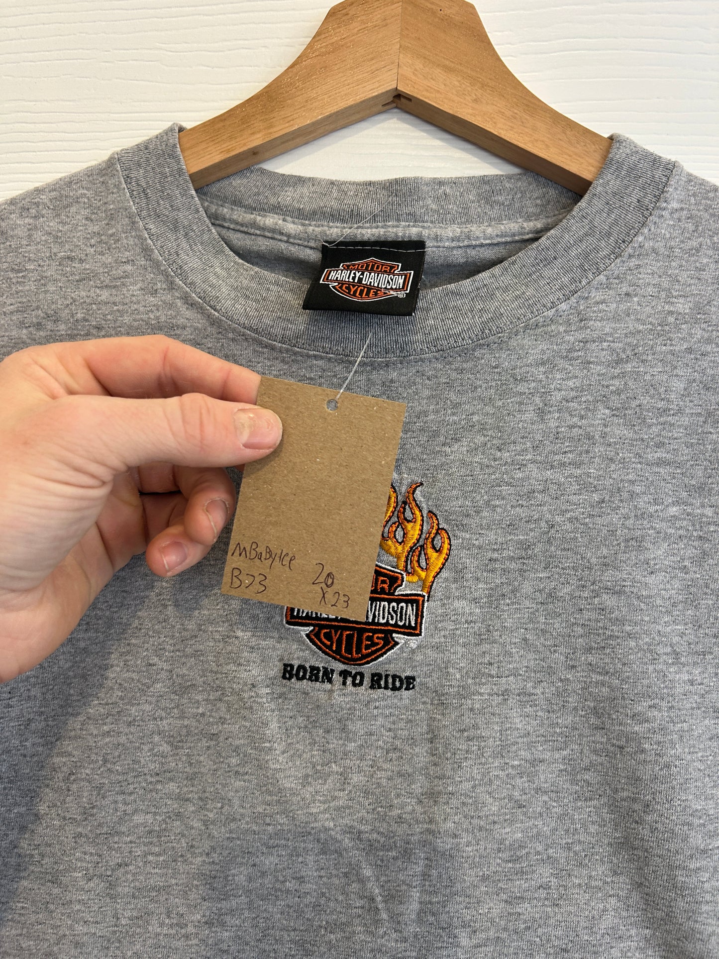 Harley embroidered baby tee - S