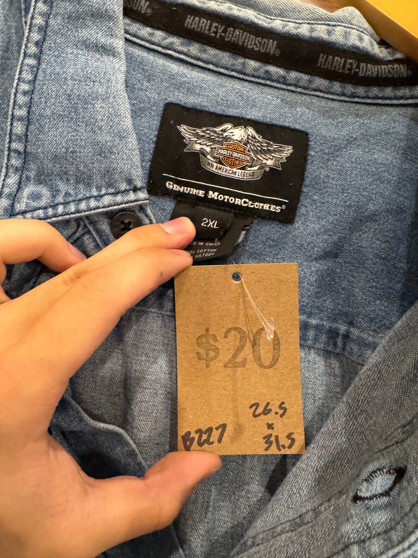 vintage Harley-Davidson denim button-up - XXL