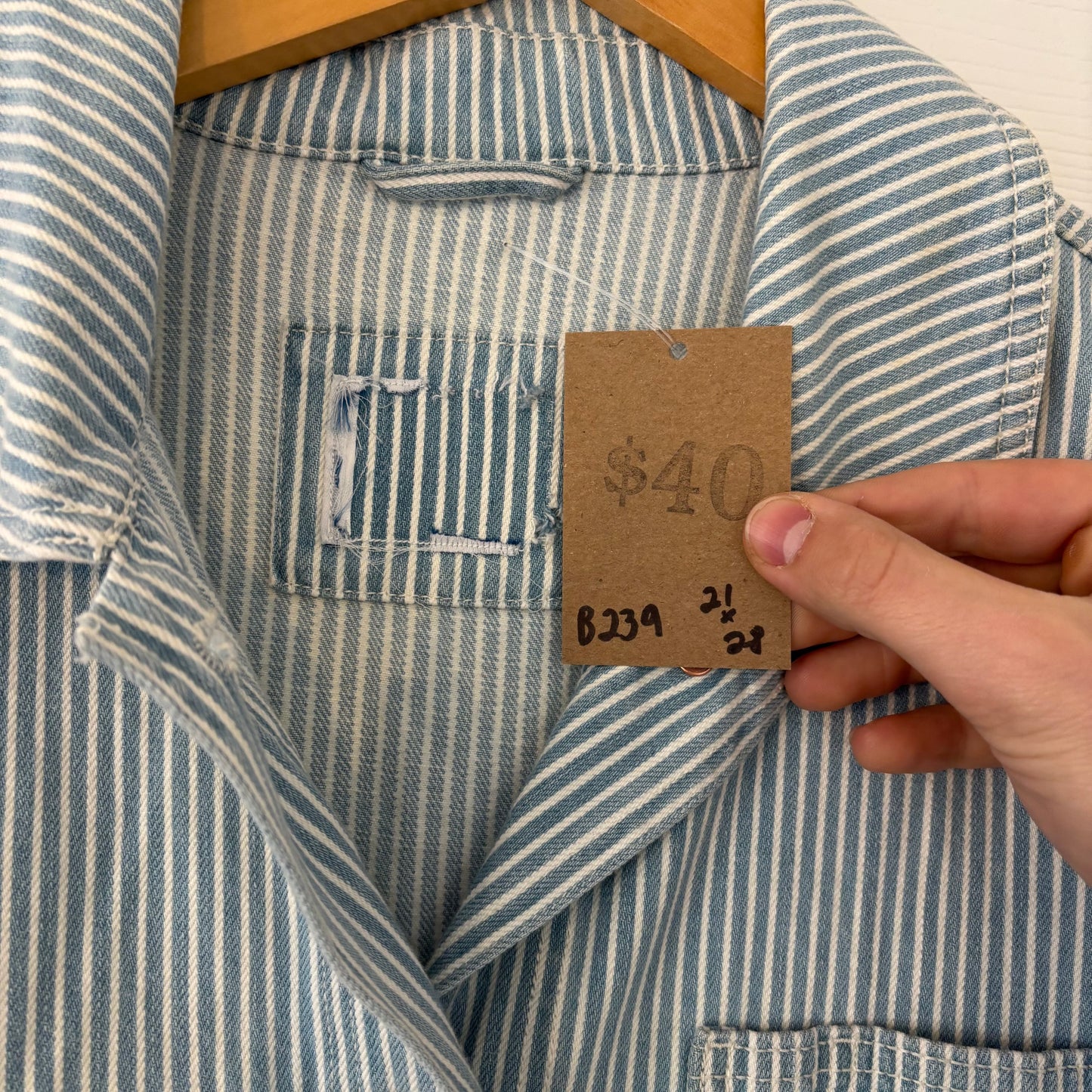 Vintage Old Navy Pinstripe Chore Jacket - M