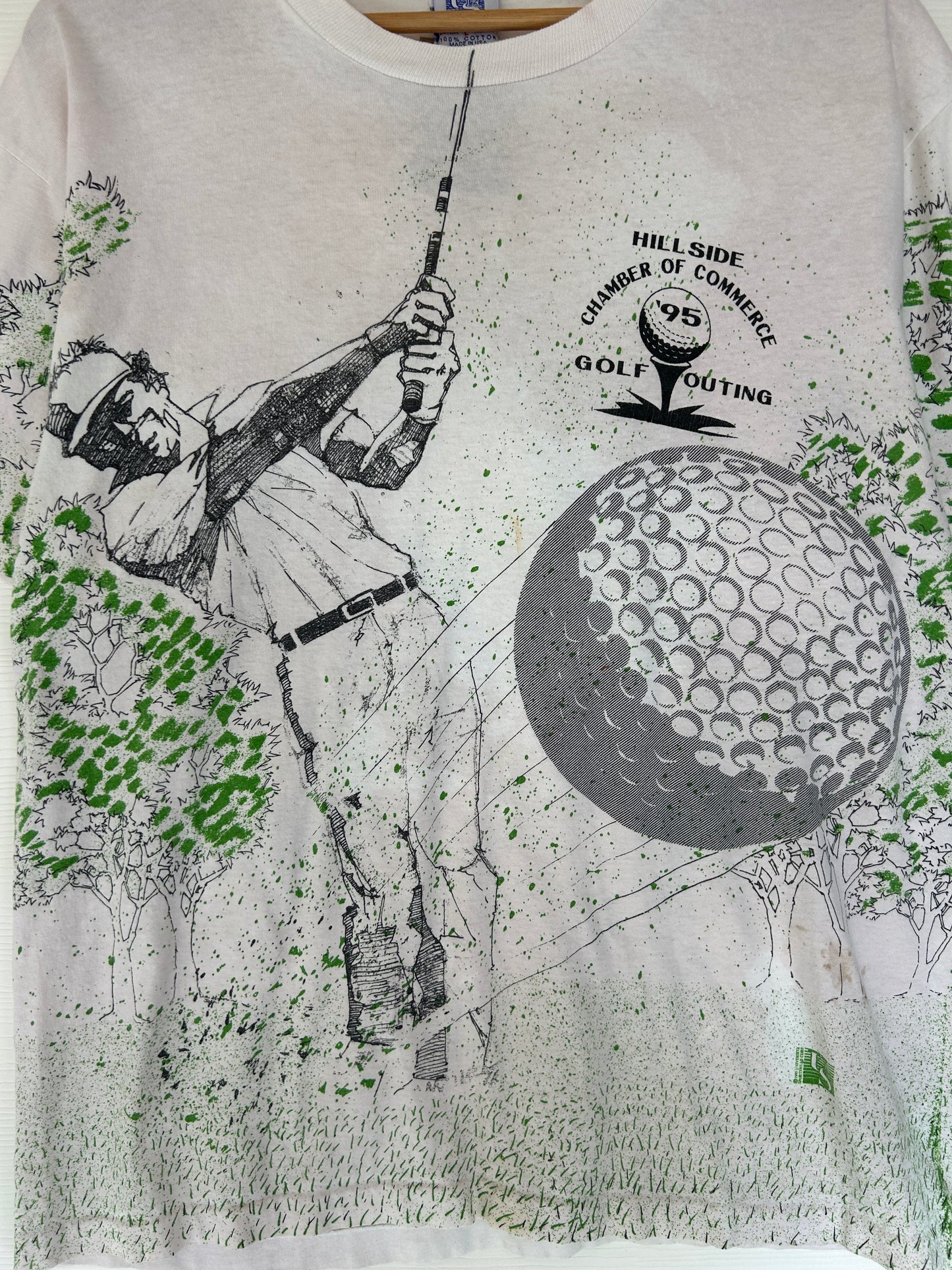 Golf outing all over print tee - M