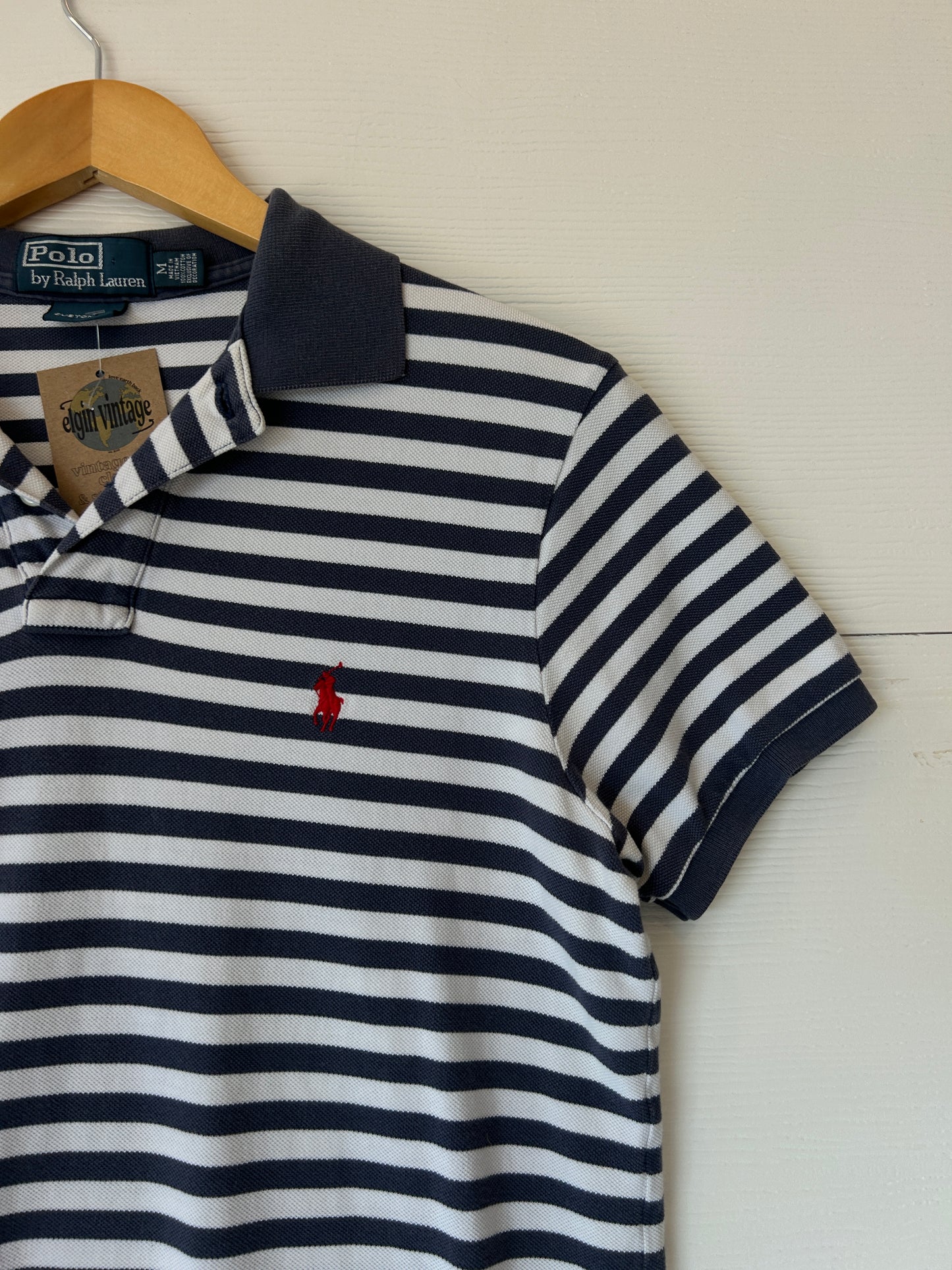 Striped polo tee - M