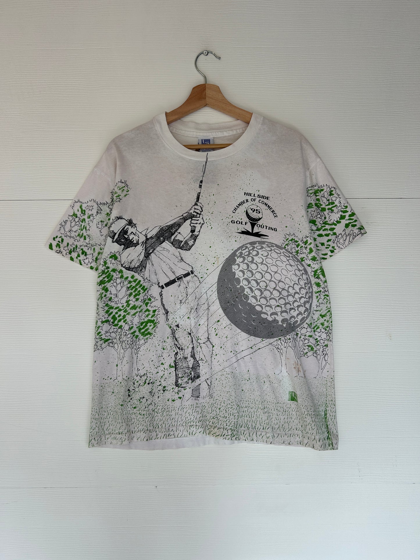 Golf outing all over print tee - M