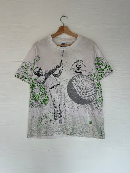 Golf outing all over print tee - M