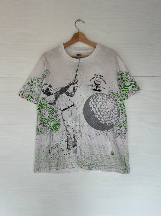 Golf outing all over print tee - M