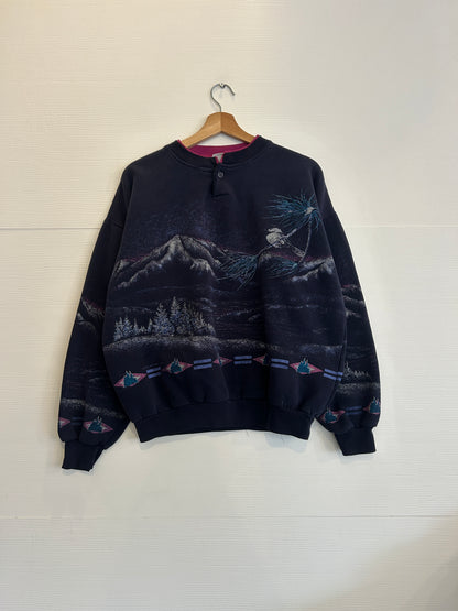 Vintage mountain AOP crewneck - M
