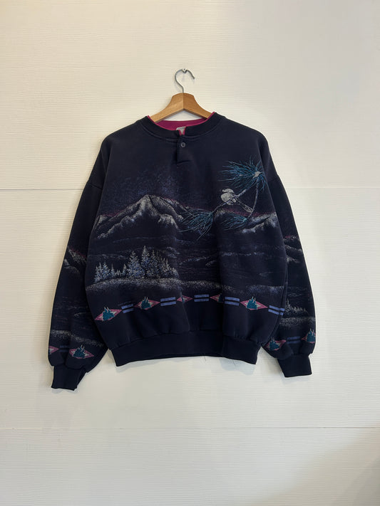 Vintage mountain AOP crewneck - M