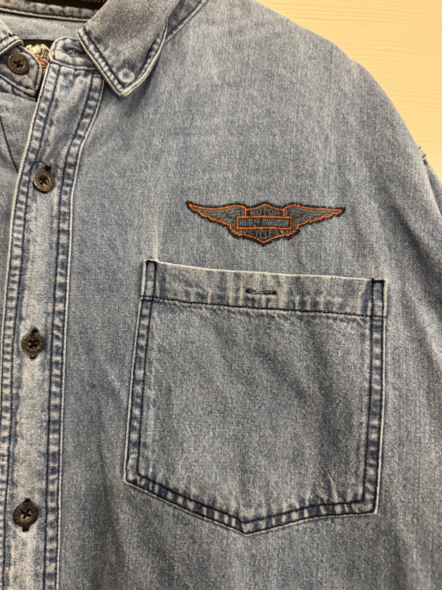 vintage Harley-Davidson denim button-up - XXL