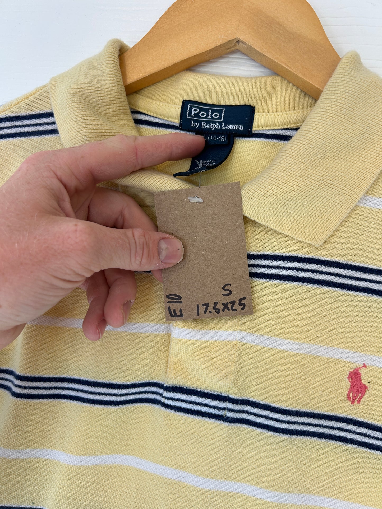 Ralph Lauren yellow striped polo tee - S