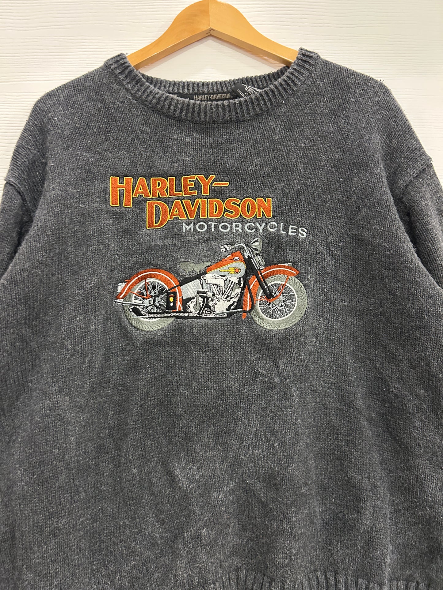 Vintage Harley embroidered biker knit - XL