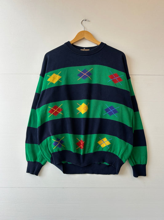 Striped golf sweater - M