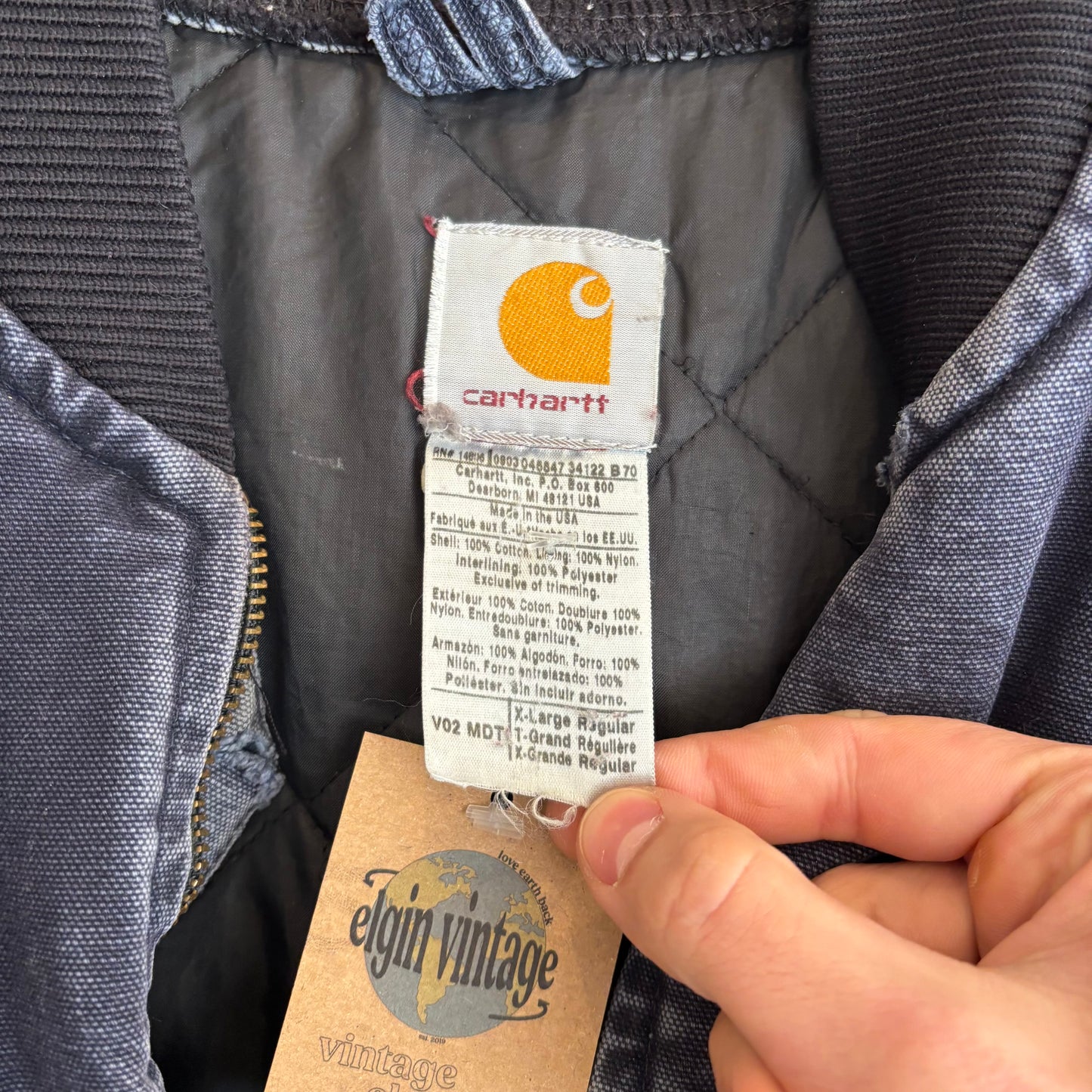 Vintage Distressed Navy Carhartt Work Vest - XL