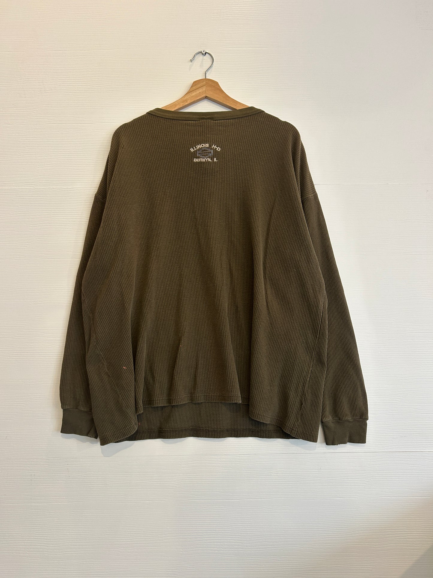 Vintage Harley embroidered Henley - XL