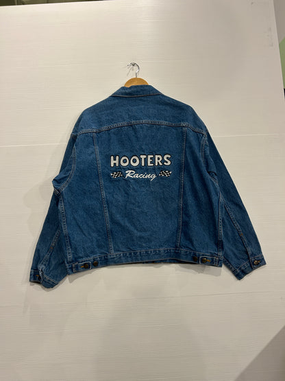 Vintage Hooters racing biker denim jacket