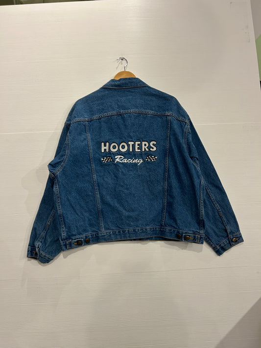 Vintage Hooters racing biker denim jacket