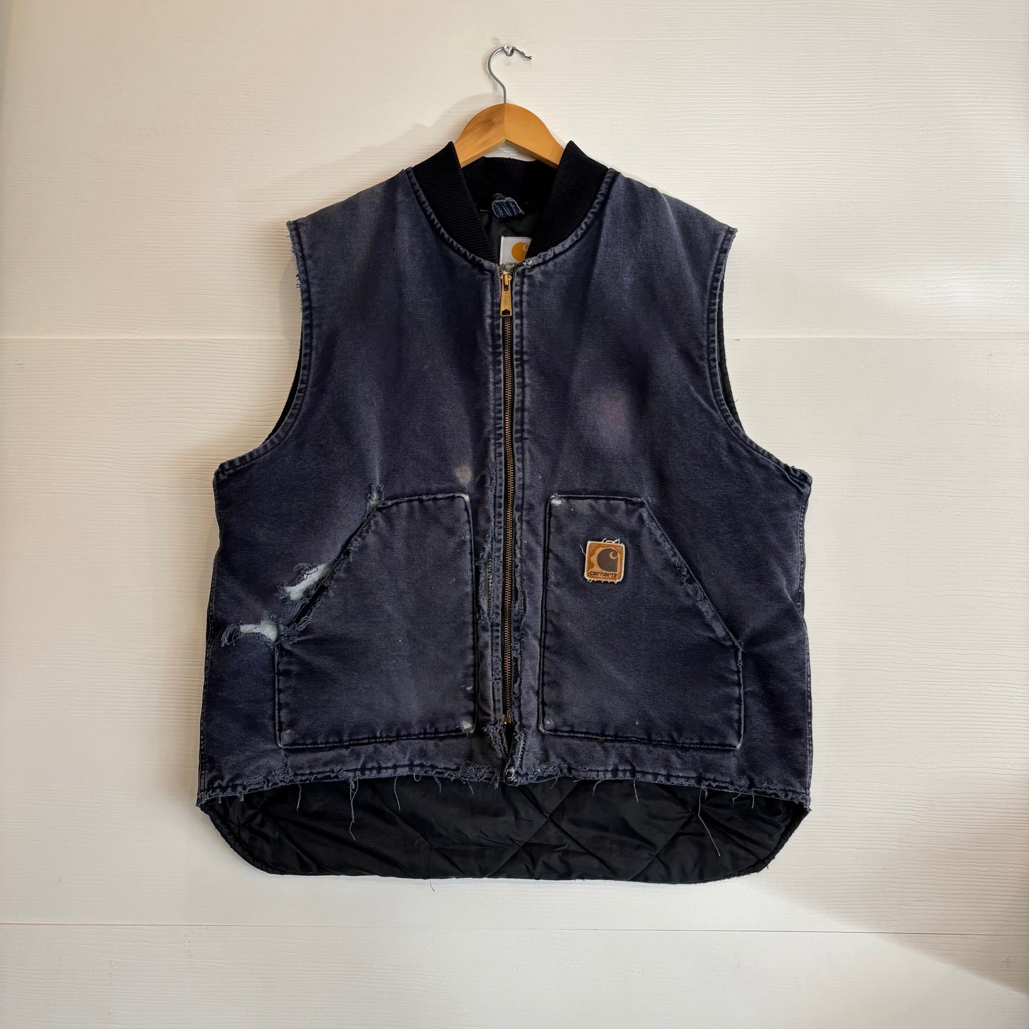 Vintage Distressed Navy Carhartt Work Vest - XL
