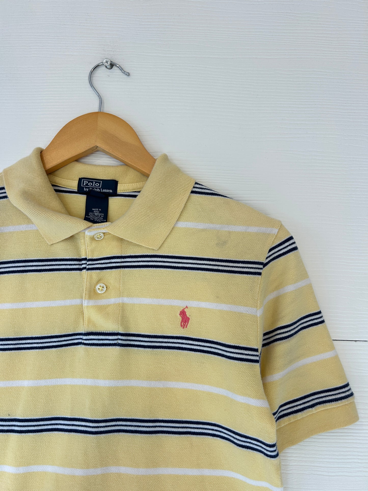 Ralph Lauren yellow striped polo tee - S