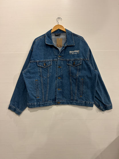 Vintage Hooters racing biker denim jacket