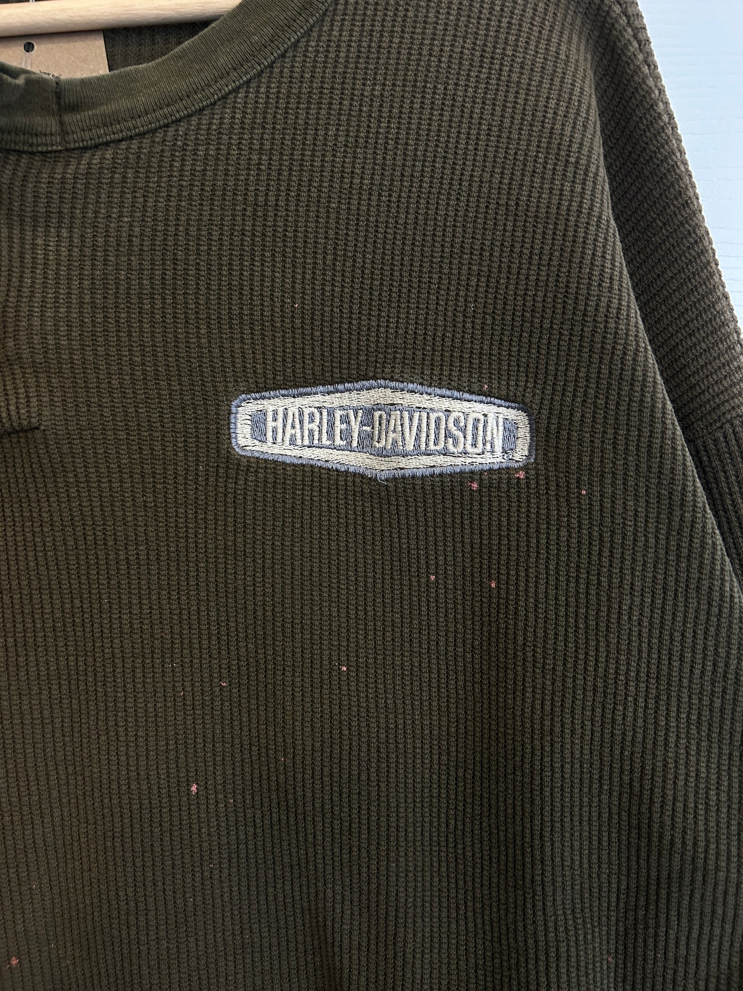 Vintage Harley embroidered Henley - XL