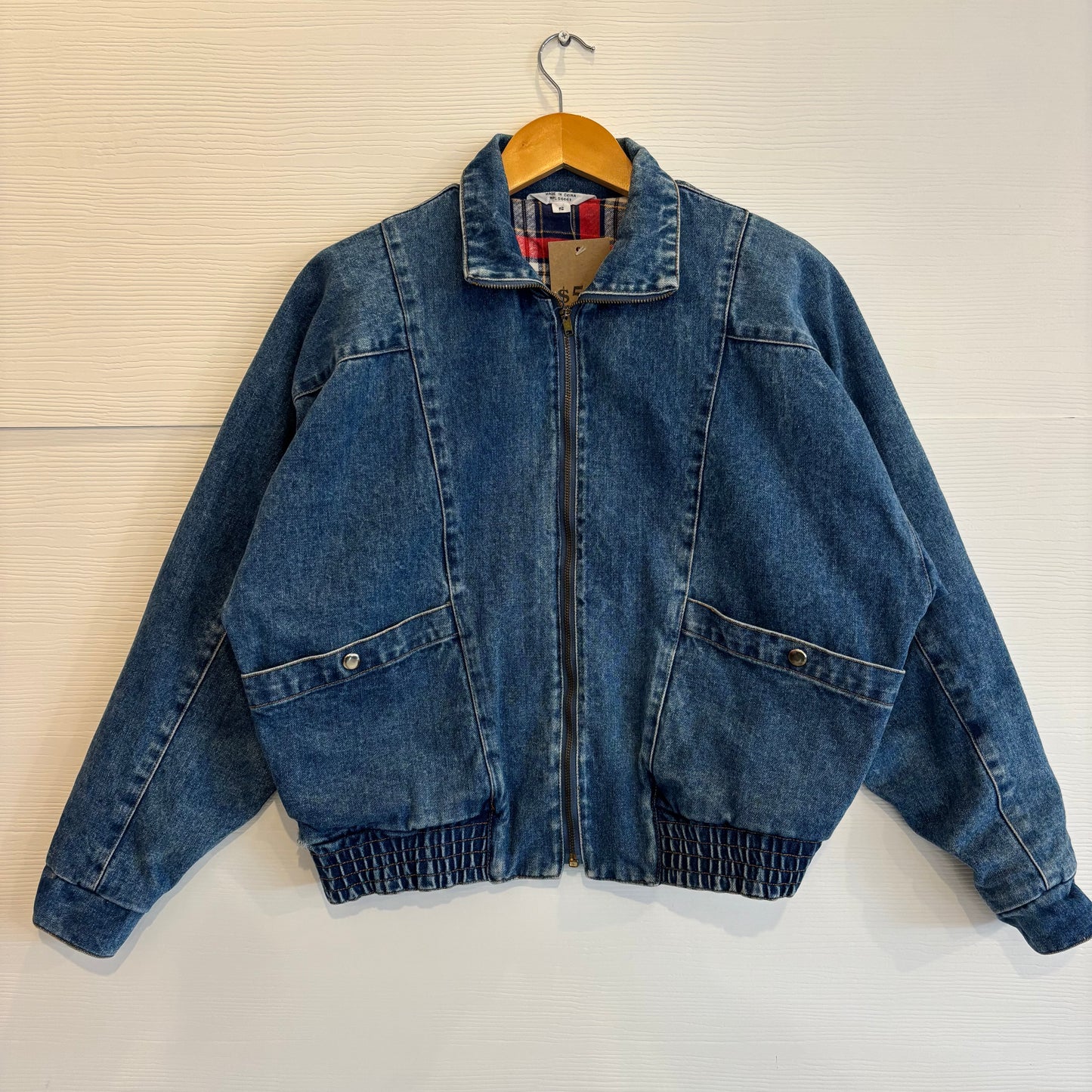 Vintage Cropped Lined Denim Jacket - S