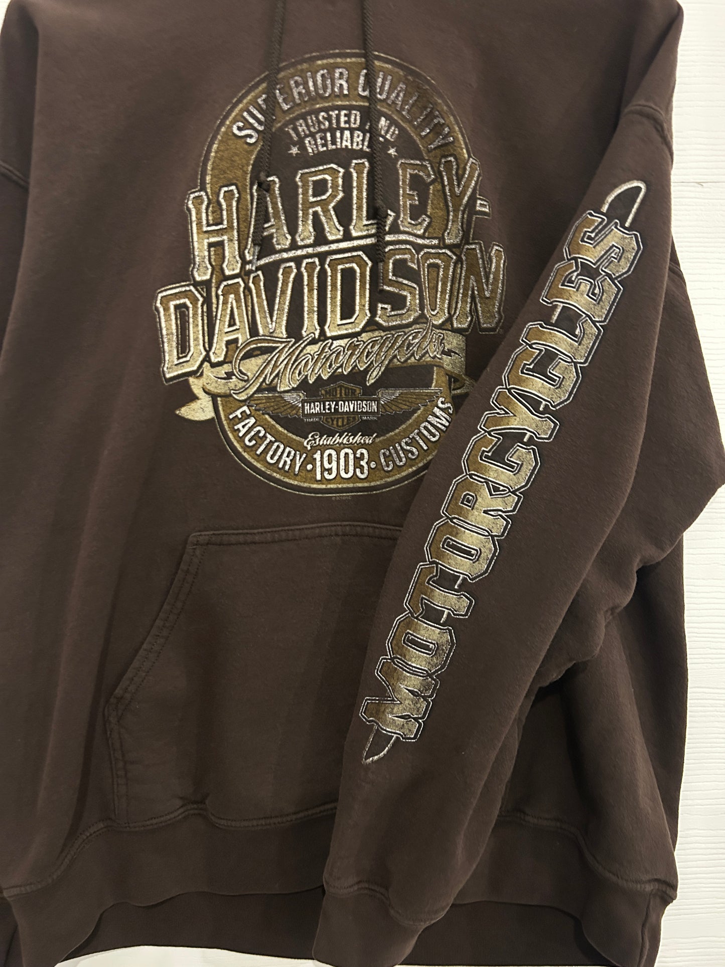 Y2K Brown Harley hoodie - M