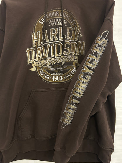 Y2K Brown Harley hoodie - M