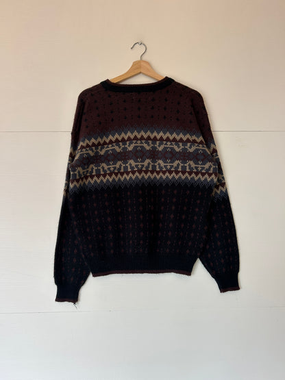 Striped golf sweater - L