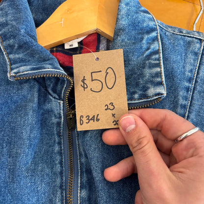 Vintage Cropped Lined Denim Jacket - S