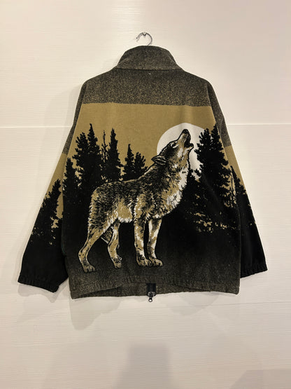 Vintage Wolf fleece zip-up jacket