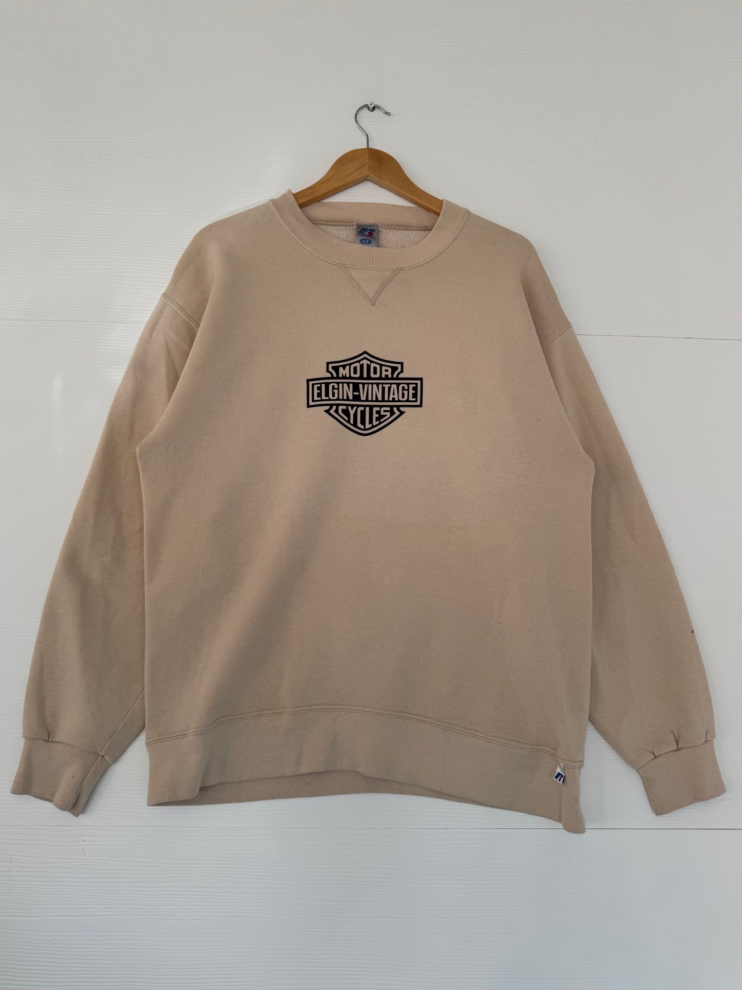 beige Russell Elgin Vintage x Harley-Davidson Crewneck - Large