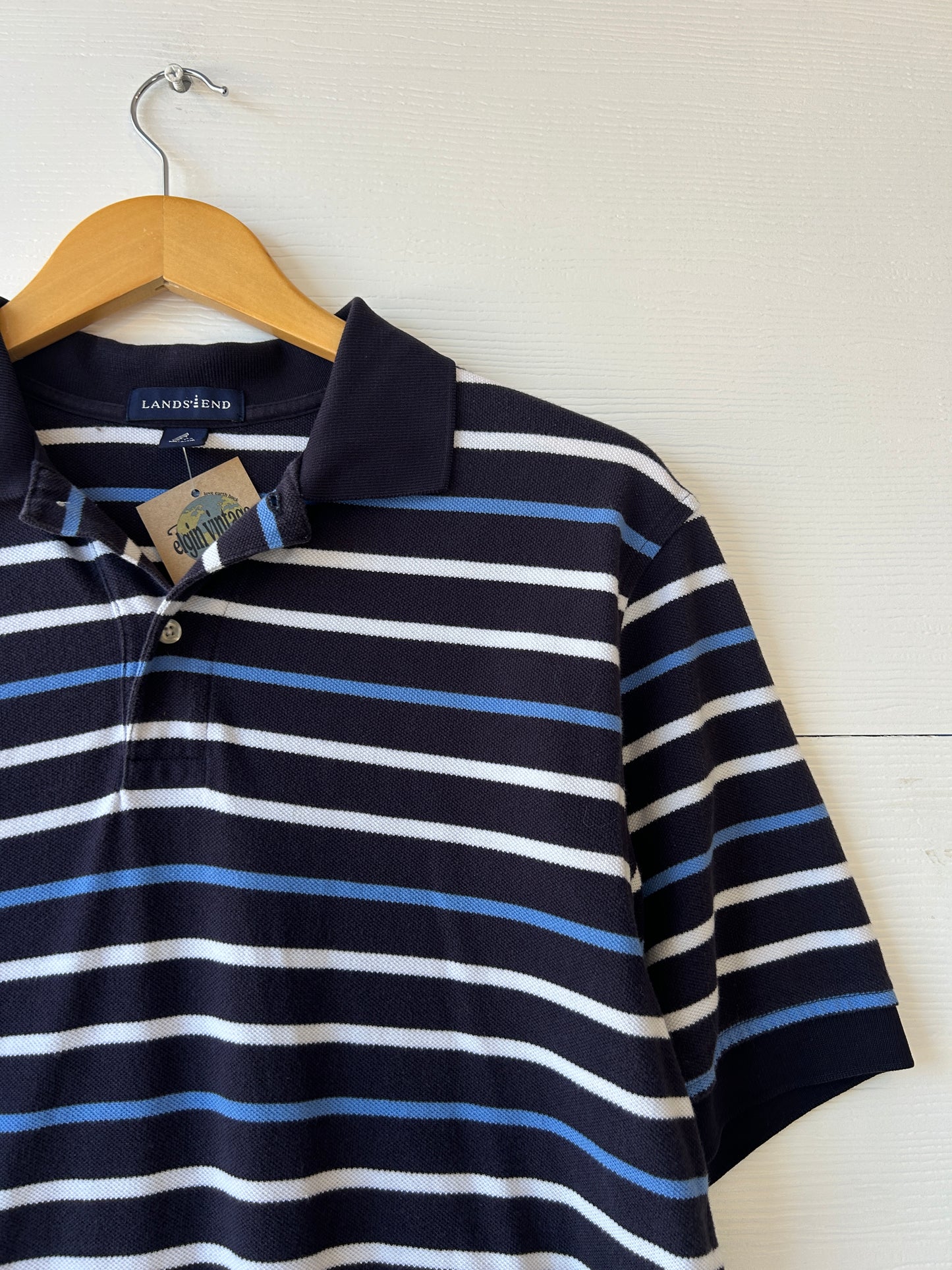 Lands end striped polo - M