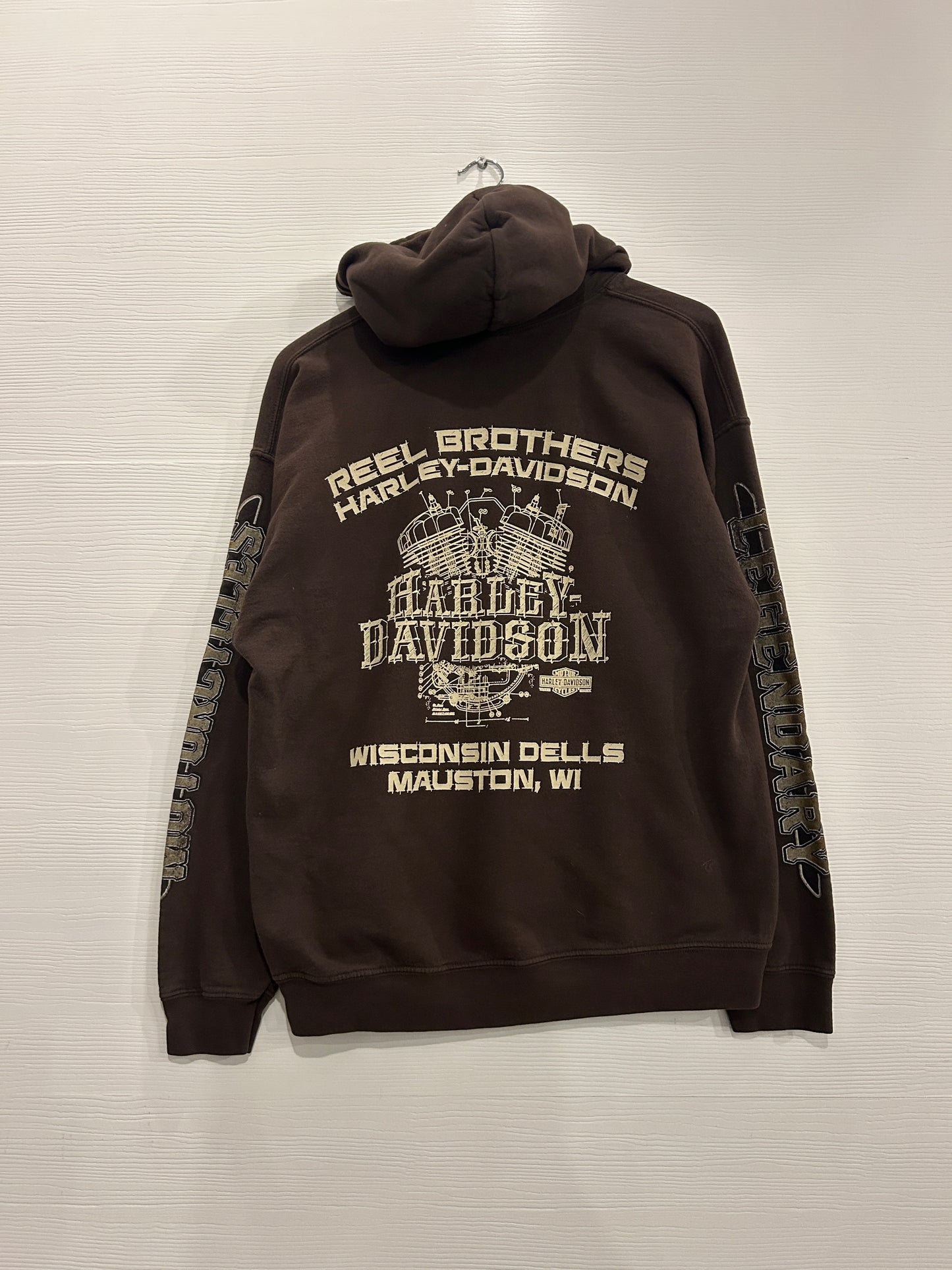 Y2K Brown Harley hoodie - M