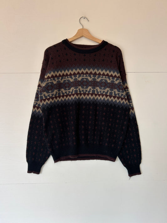 Striped golf sweater - L