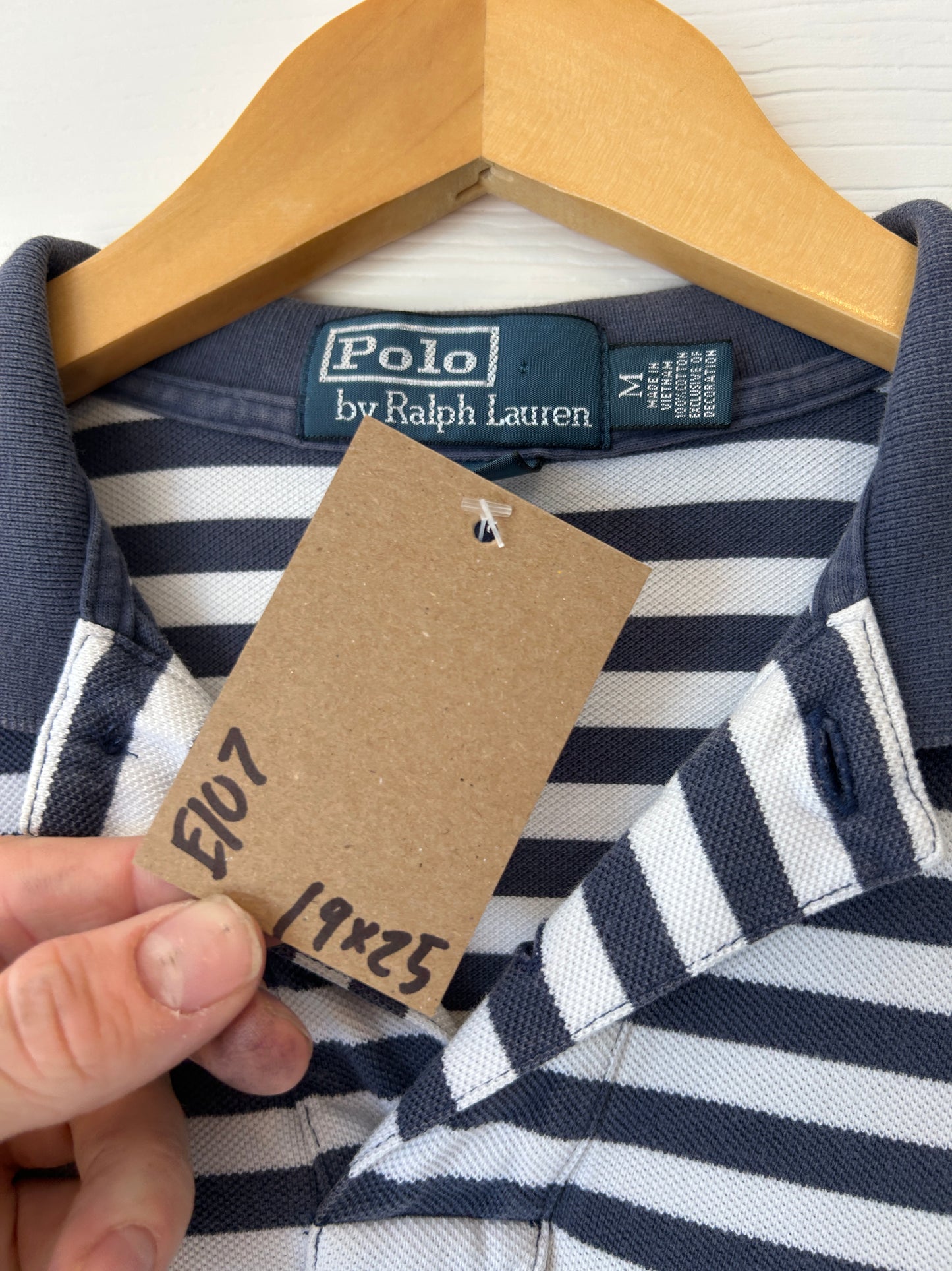 Striped polo tee - M