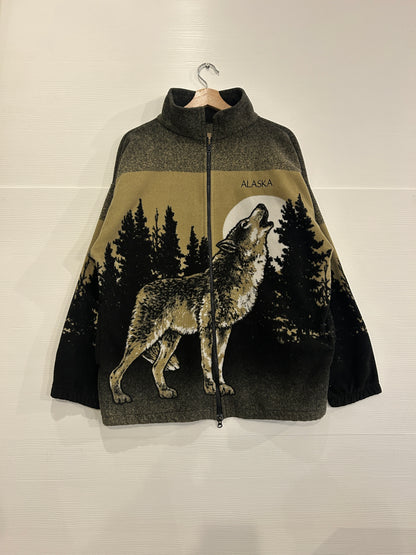 Vintage Wolf fleece zip-up jacket