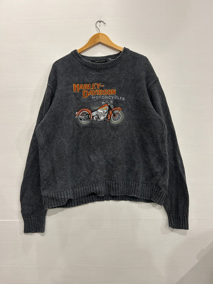 Vintage Harley embroidered biker knit - XL