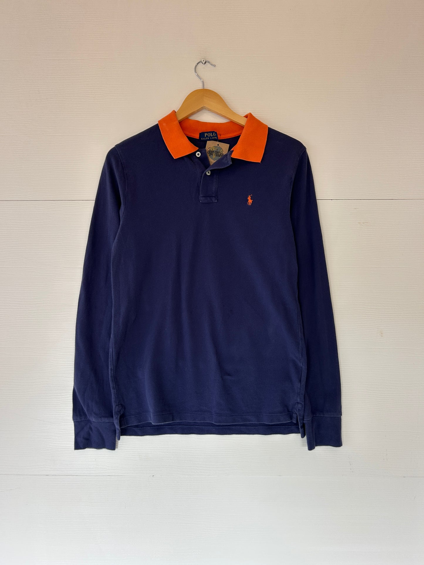 Ralph Lauren polo navy longsleeve - S
