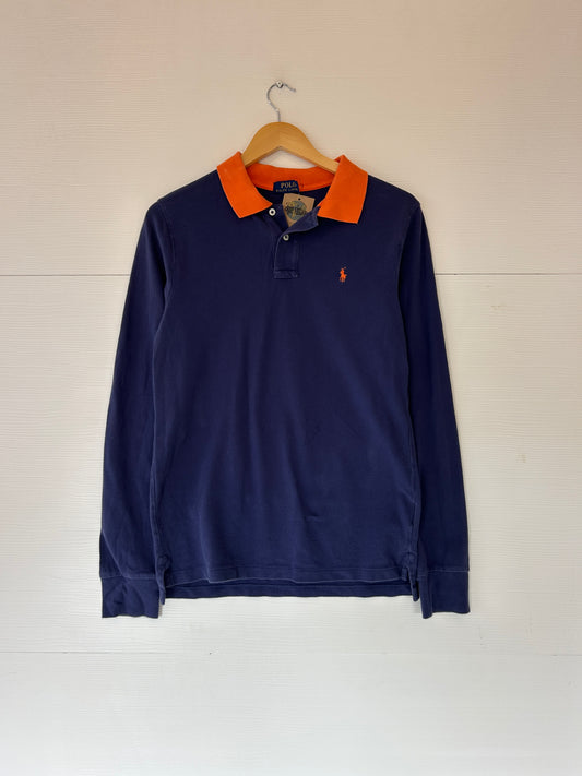 Ralph Lauren polo navy longsleeve - S
