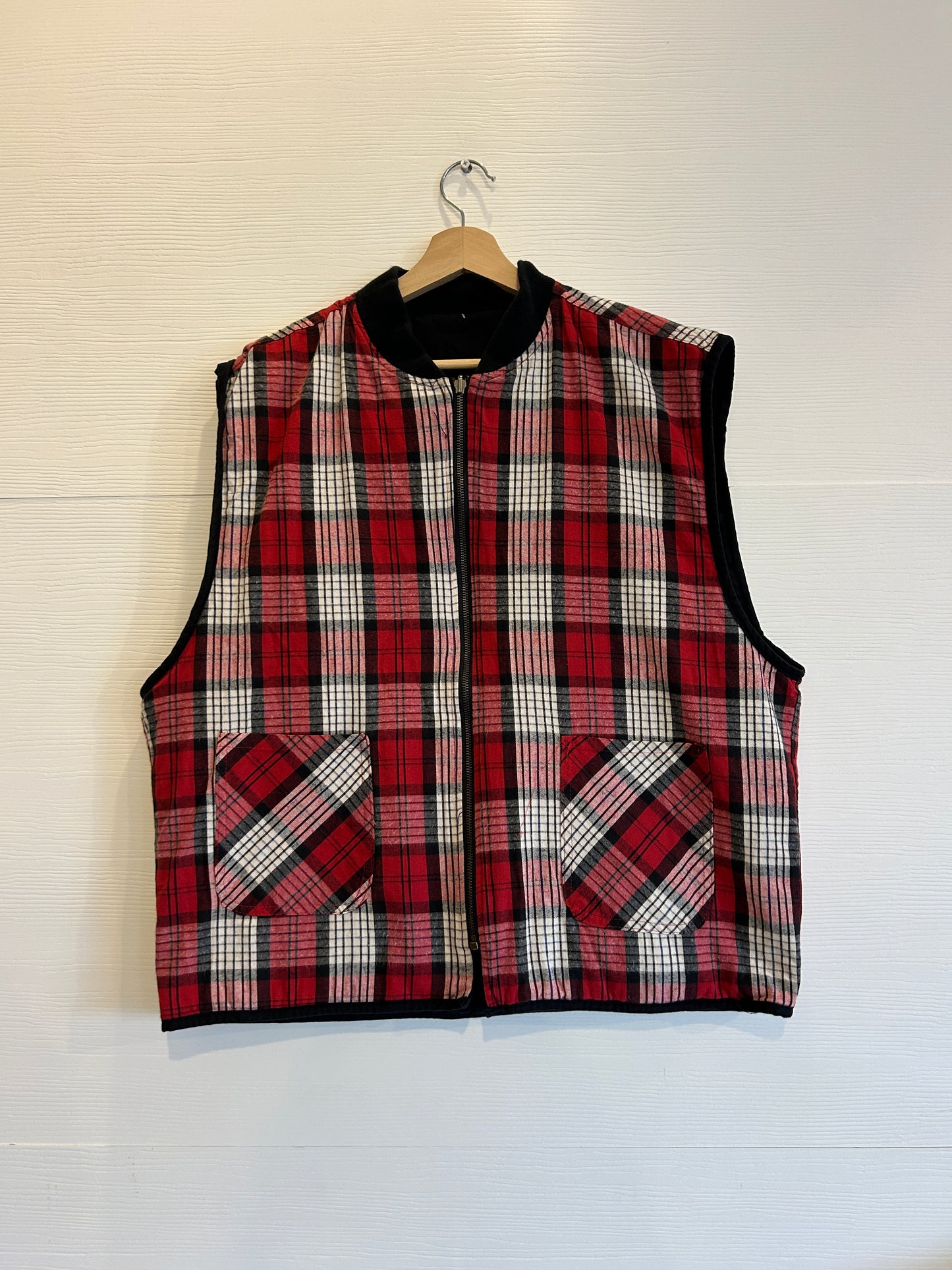 Vintage Marlboro reversible zip up plaid vest - L￼