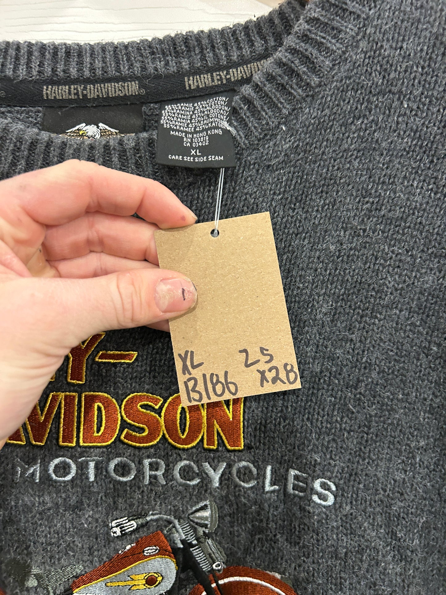 Vintage Harley embroidered biker knit - XL