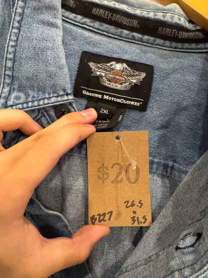 vintage Harley-Davidson denim button-up - XXL