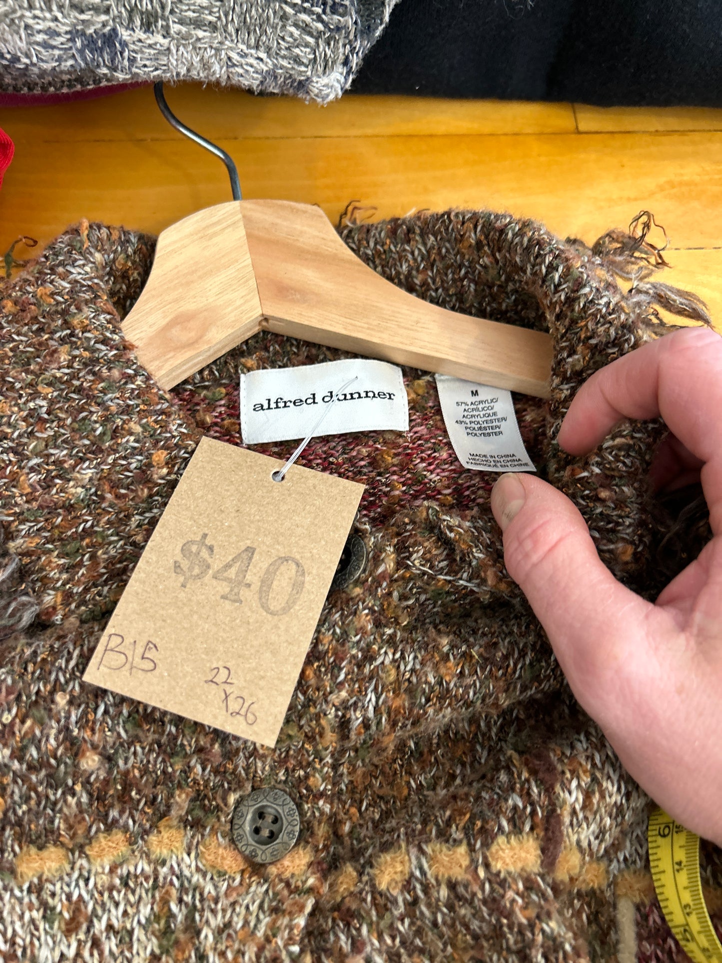 Alfred Dunner patched cardigan button down