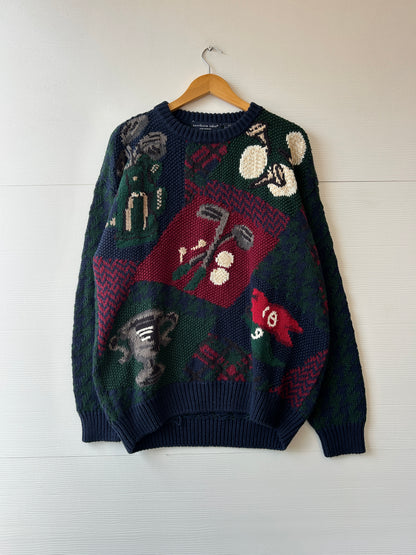 Hand knit northern Isles golf sweater - L
