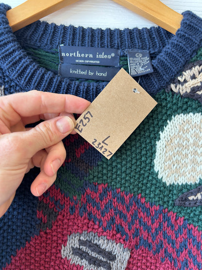 Hand knit northern Isles golf sweater - L