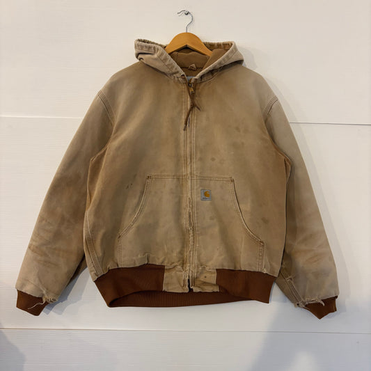 Vintage Tan Hooded Carhartt Jacket - L