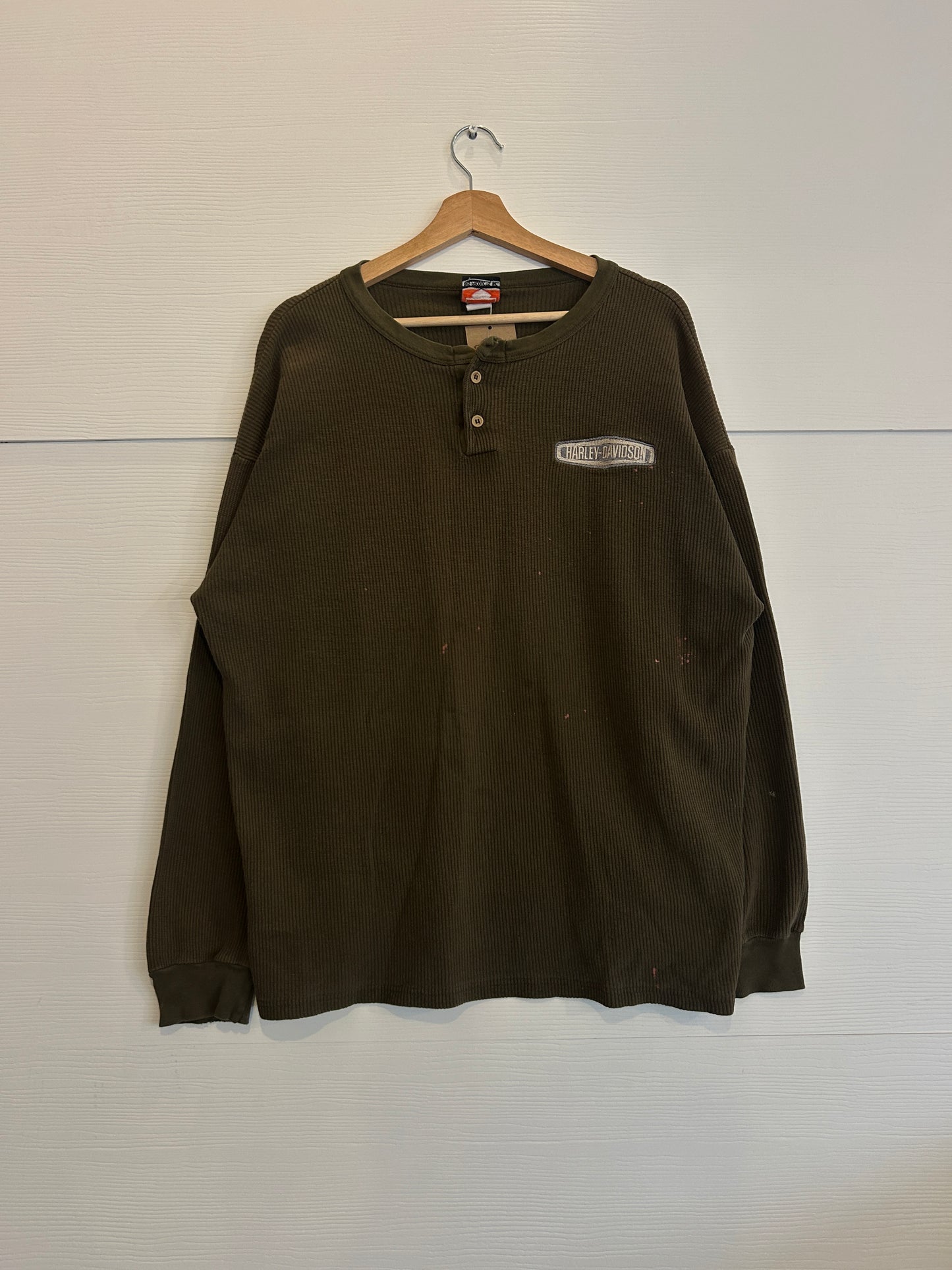 Vintage Harley embroidered Henley - XL