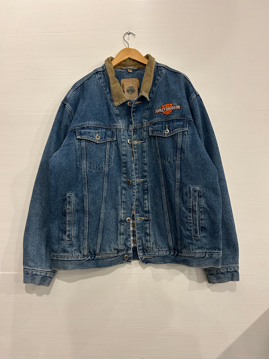 Vintage Flannel lined Denim Harley Jacket - XL