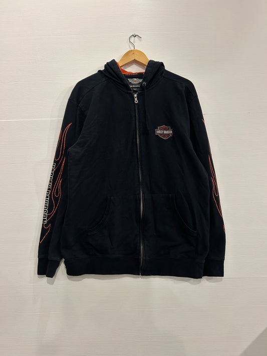 Harley flame sleeve zip-up hoodie - XL