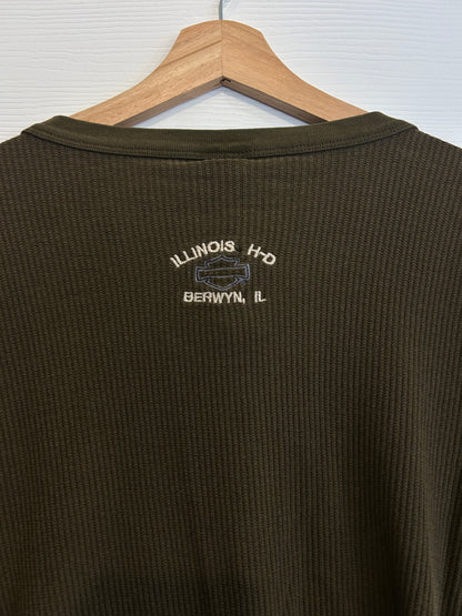 Vintage Harley embroidered Henley - XL